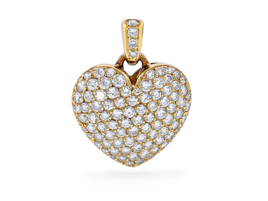 Pavé Diamond Heart Pendant in 18K Gold