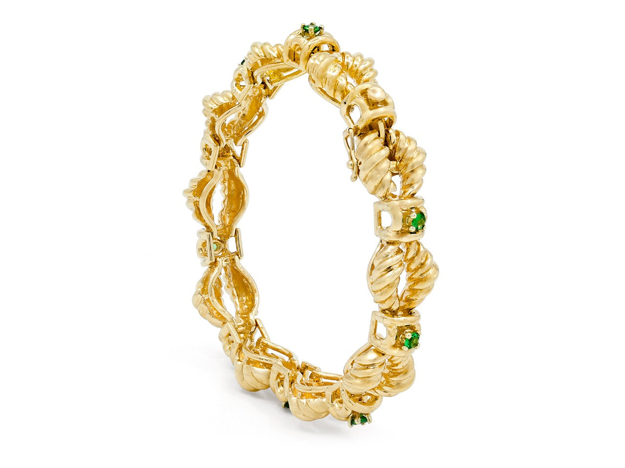 Green Garnet and Gold Bracelet, in 18K
