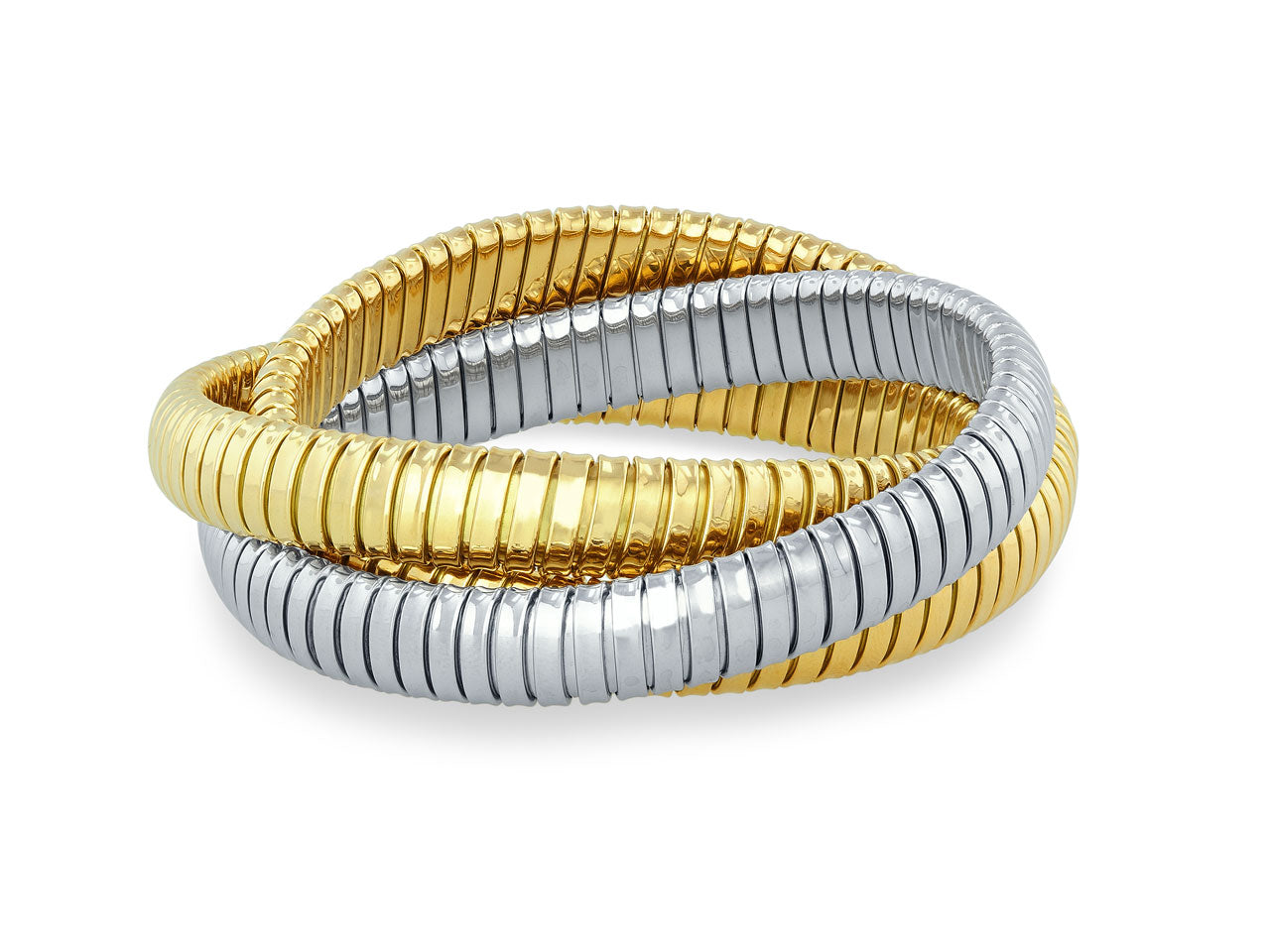 Rolling Bracelet in 18K Yellow and White Gold, 9mm, by Beladora