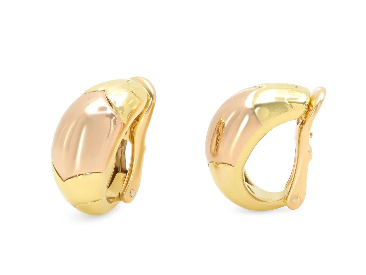 Bulgari 'Tronchetto' Half Hoop Earrings in 18K Yellow and Rose Gold