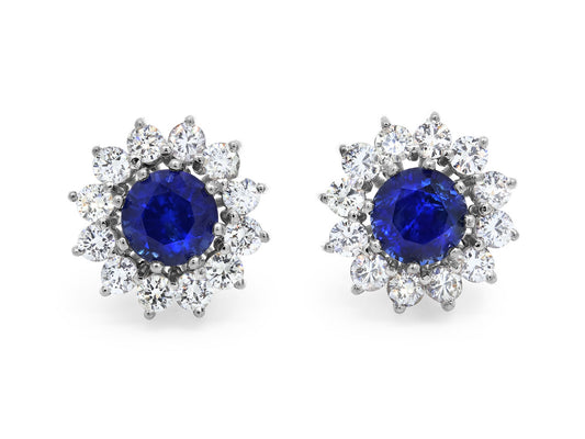 Sapphire and Diamond Earrings in 18K White Gold