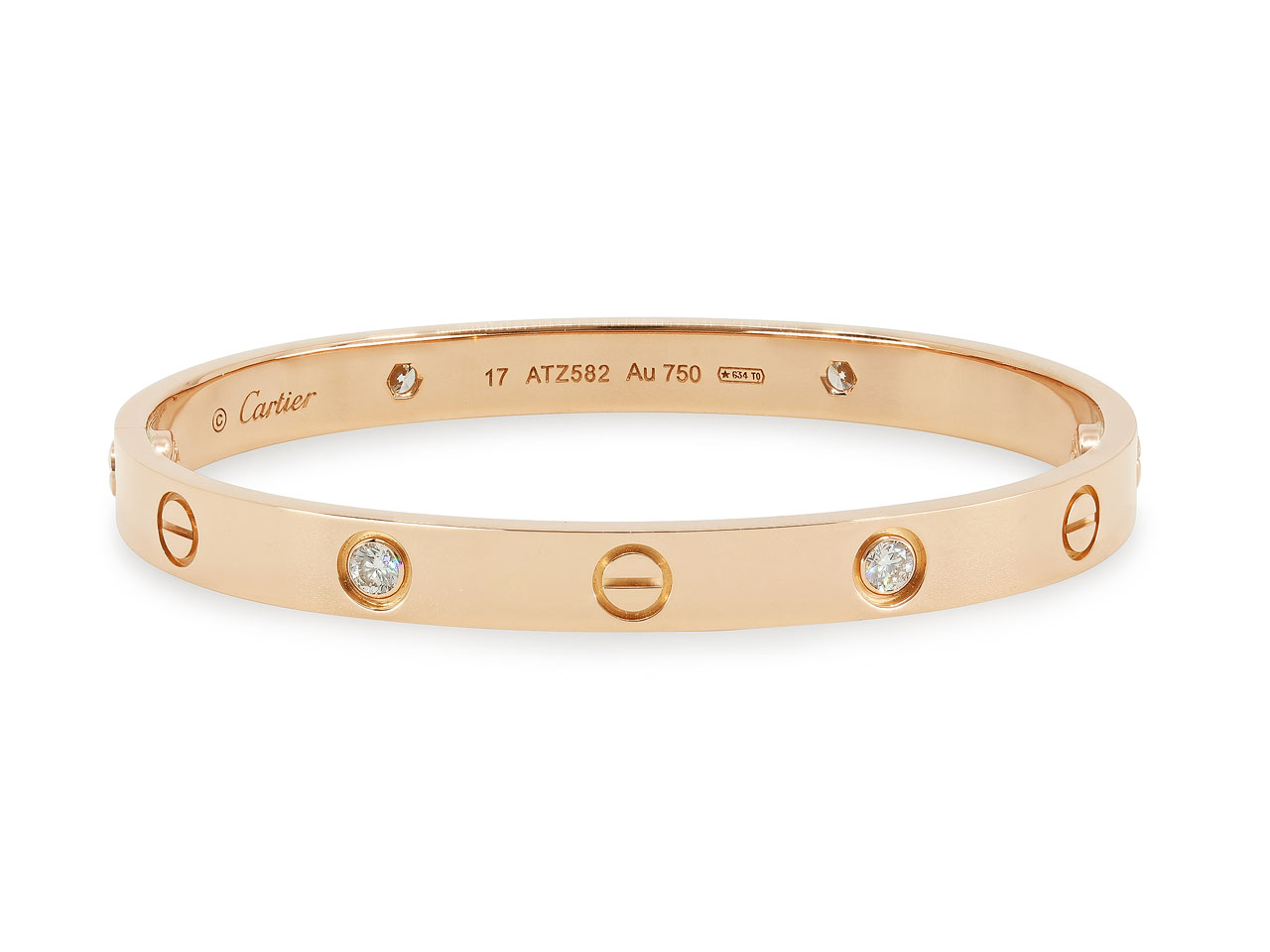 Cartier 'Love' Bracelet, 4 diamonds, 18K Rose Gold, Size 17