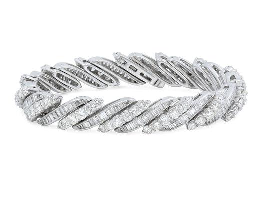 Mid-Century Diamond 'Barber Pole' Bracelet in Platinum