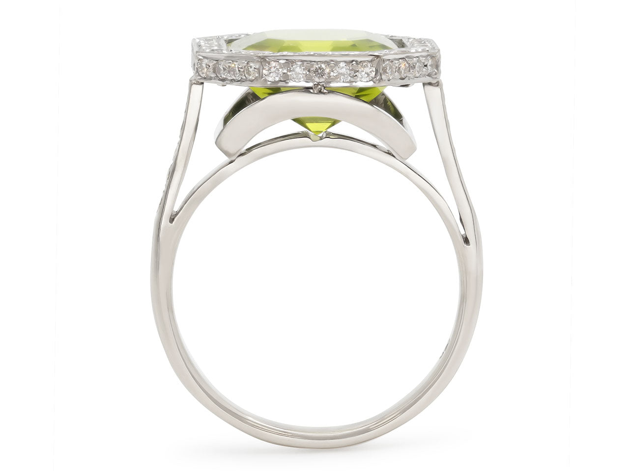Beladora 'Bespoke' Peridot and Diamond Ring in 18K White Gold