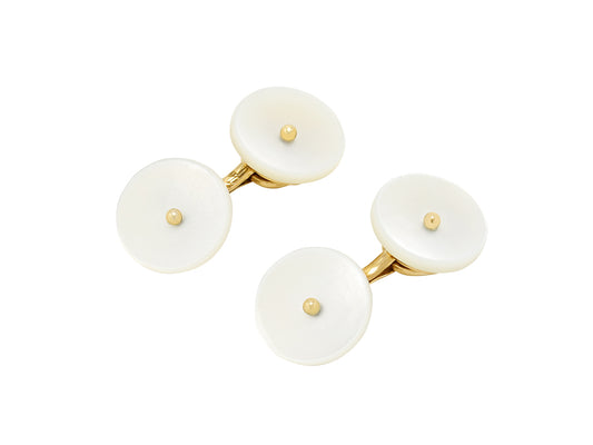 Mid-Century Mother-of-Pearl Cufflinks in 14K Gold