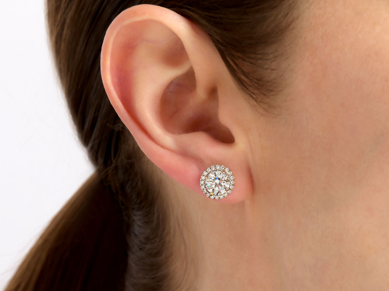 Cartier 'Destinée' Diamond Halo Stud Earrings in 18K White Gold