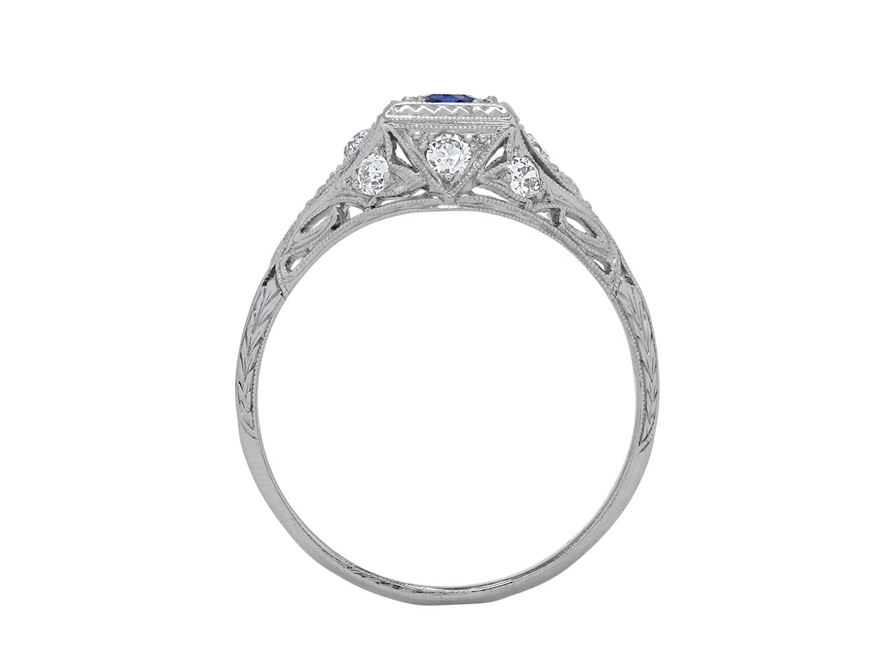 Art Deco Sapphire and Diamond Ring in Platinum