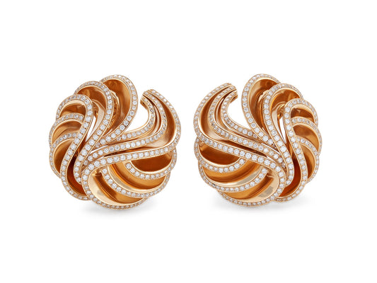 De Grisogono 'Onde' Diamond Earrings in 18K Rose Gold