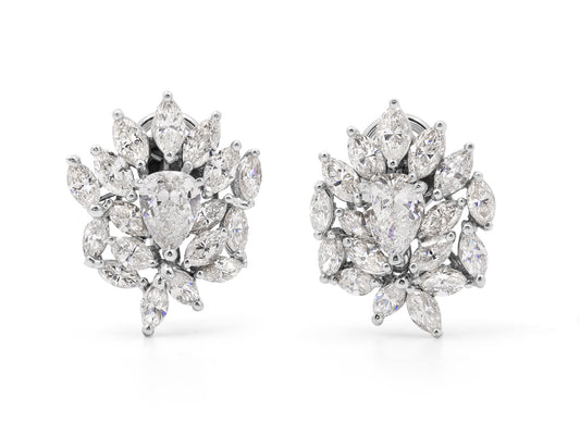 Diamond Cluster Tops Earrings in Platinum