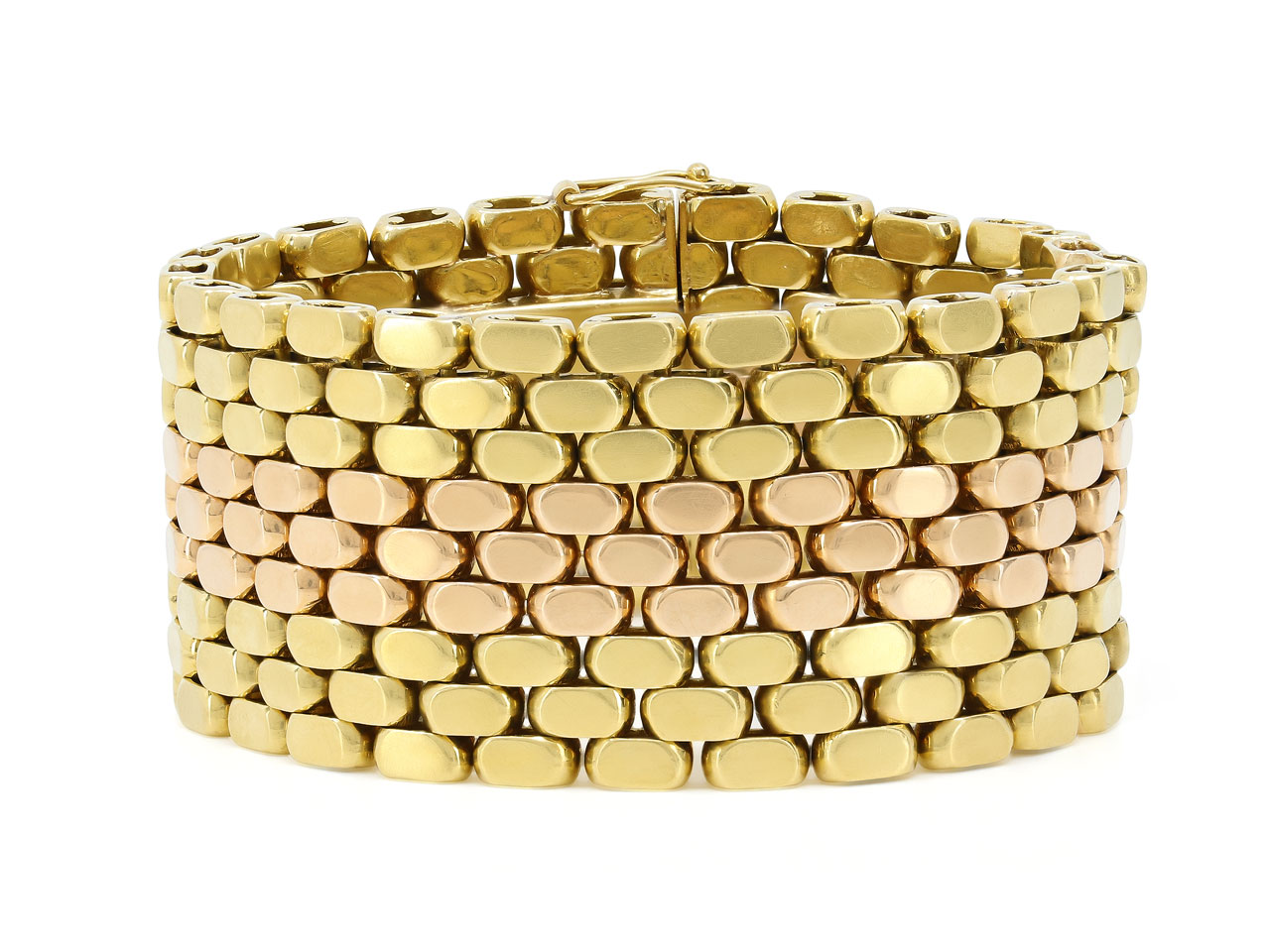Two Tone Brick Link Bracelet in 18k Gold