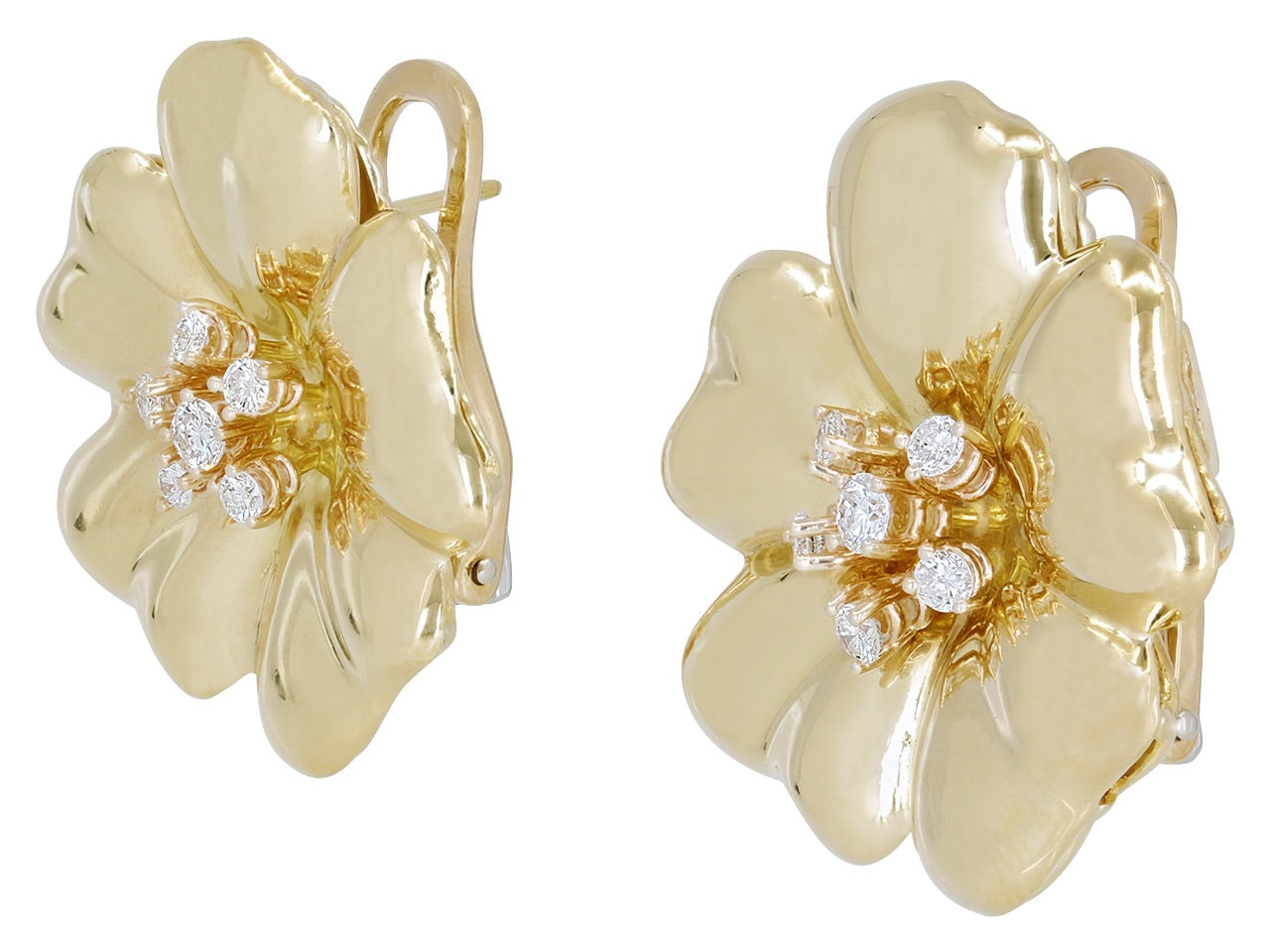 Tallarico Diamond Flower Earrings in 18K Gold