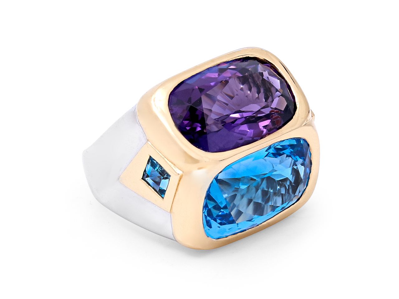 Marina B Amethyst and Topaz Twin Ring in 18K