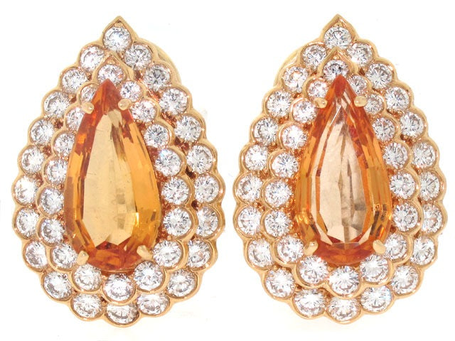 Oscar Heyman Precious Topaz and Diamond Earrings in 18K