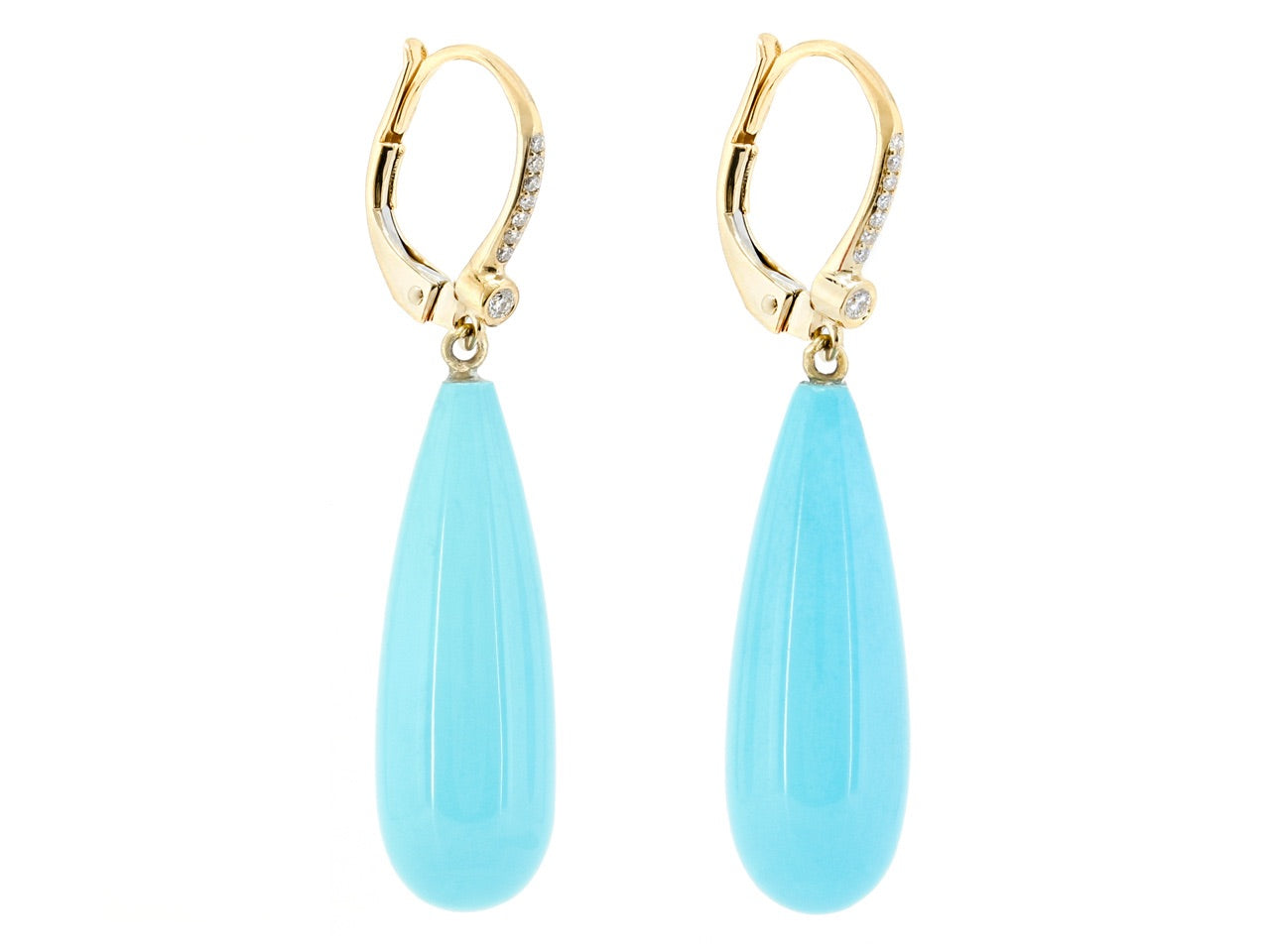 Beladora 'Bespoke' Turquoise and Diamond Dangle Earrings in 18K Gold