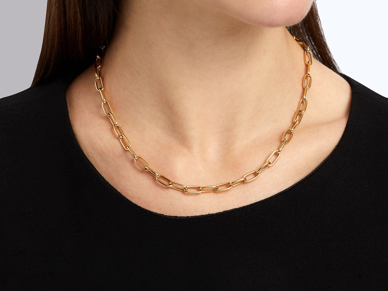 Italian Small Oval Link Gold Chain in 18K Gold, by Beladora