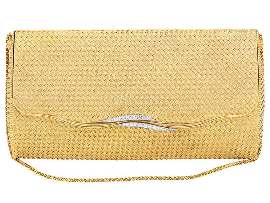 Mid-Century French Woven Gold Bag in 18K