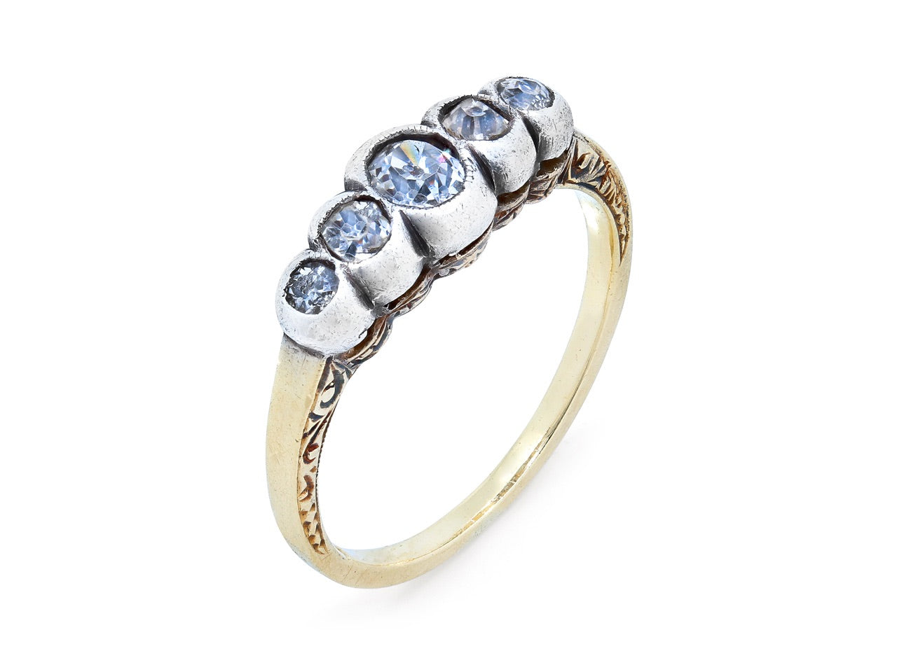 Antique Five-stone Diamond Ring in 15K Gold and Silver