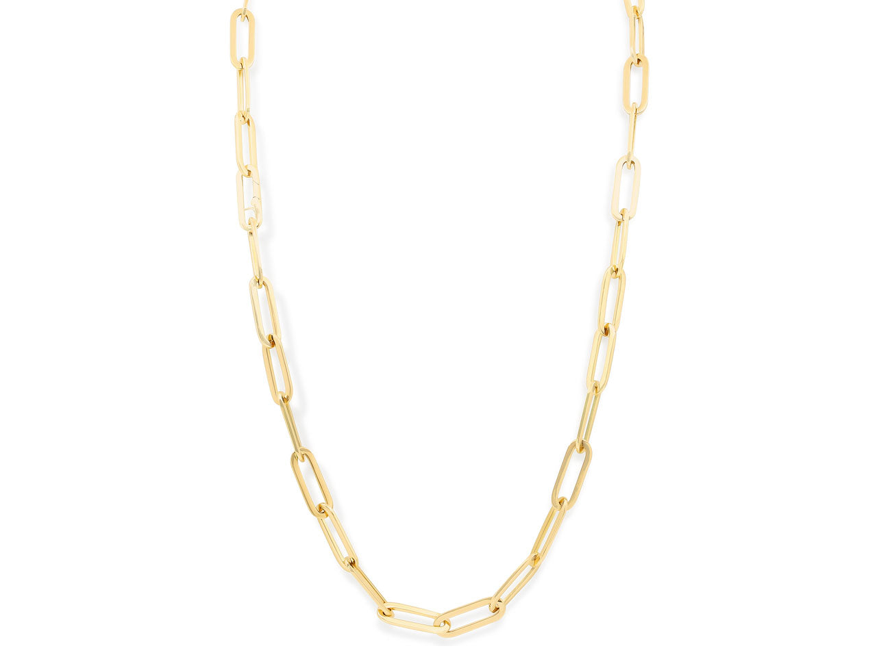 Italian 'Paperclip' Elongated Link Necklace in 18K Gold, by Beladora