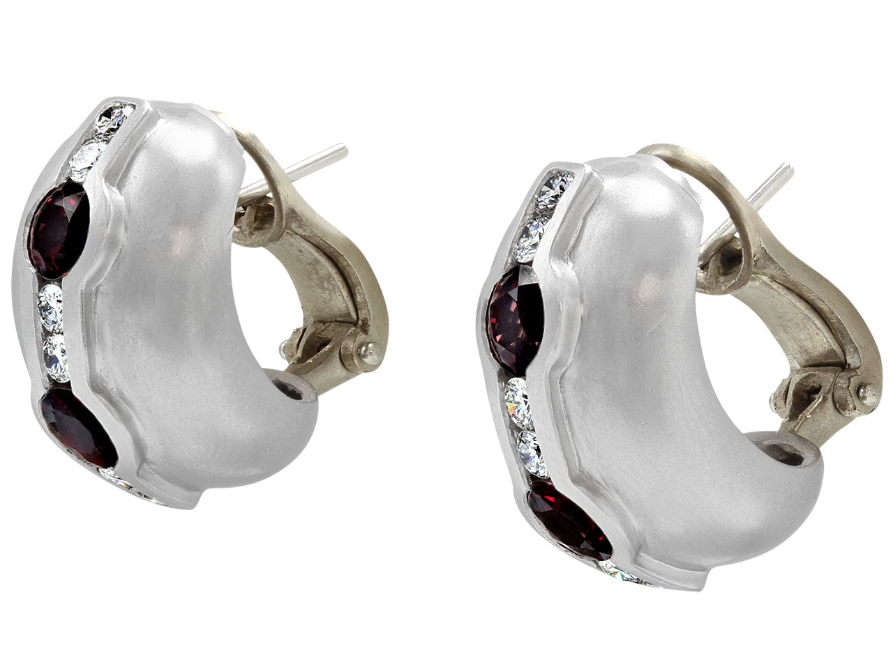 Kieselstein-Cord Ruby and Diamond Hoop Earrings in Platinum