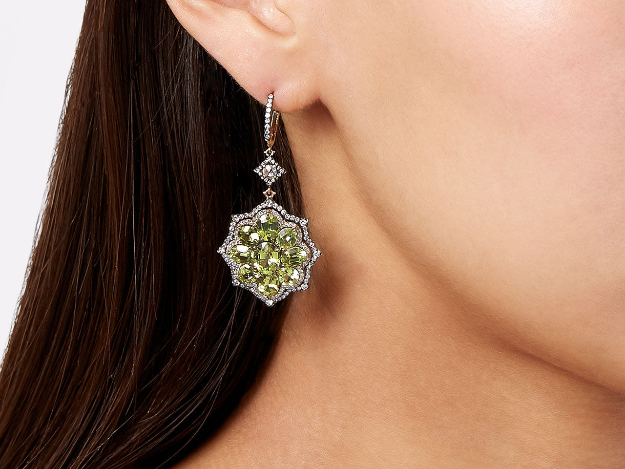 IVY Chrysoberyl and Diamond Earrings in 18K Rose Gold