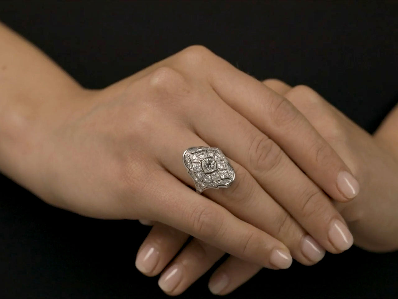 Antique Edwardian Elongated Diamond Ring in Platinum