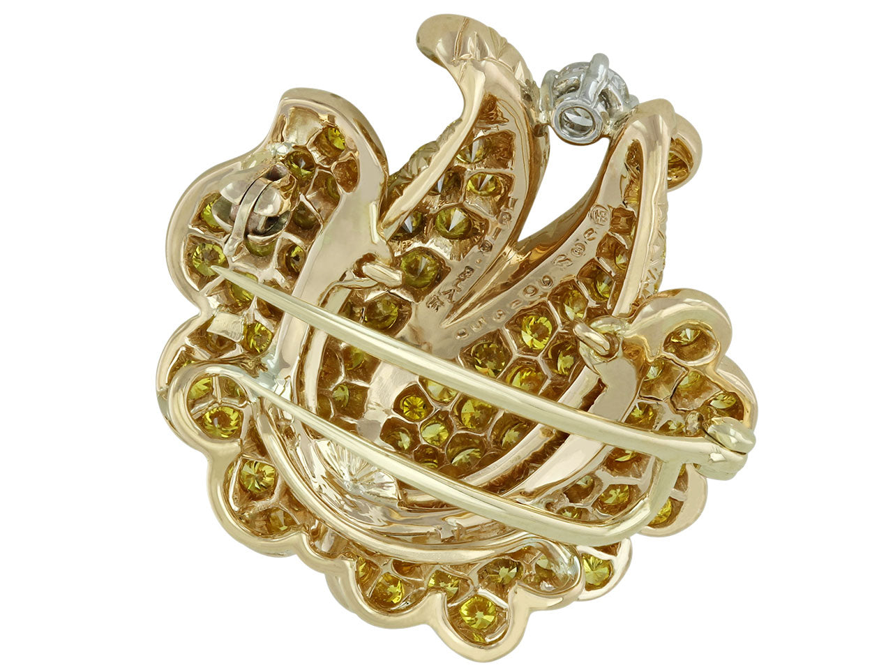 Oscar Heyman Yellow Diamond Flower Brooch in 18K Gold and Platinum