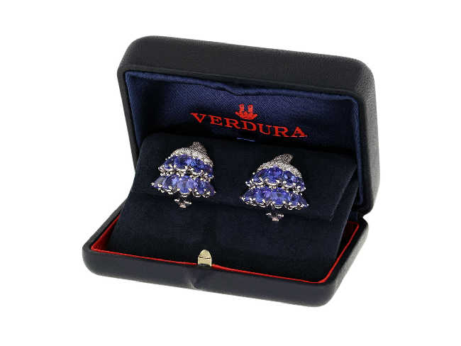 Verdura 'Cornucopia' Tanzanite and Diamond Earrings in 18K White Gold