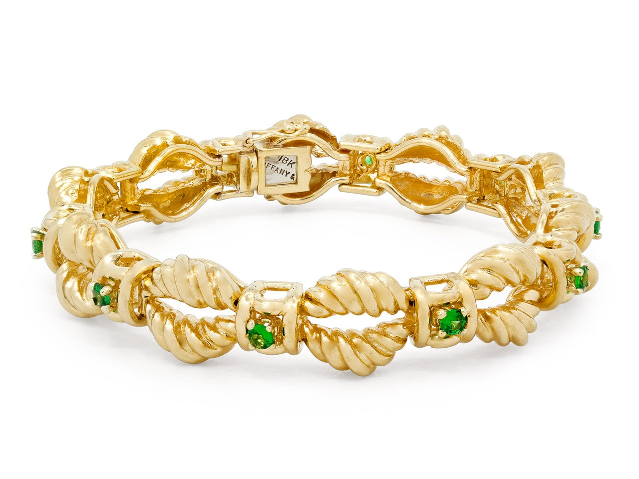Green Garnet and Gold Bracelet, in 18K