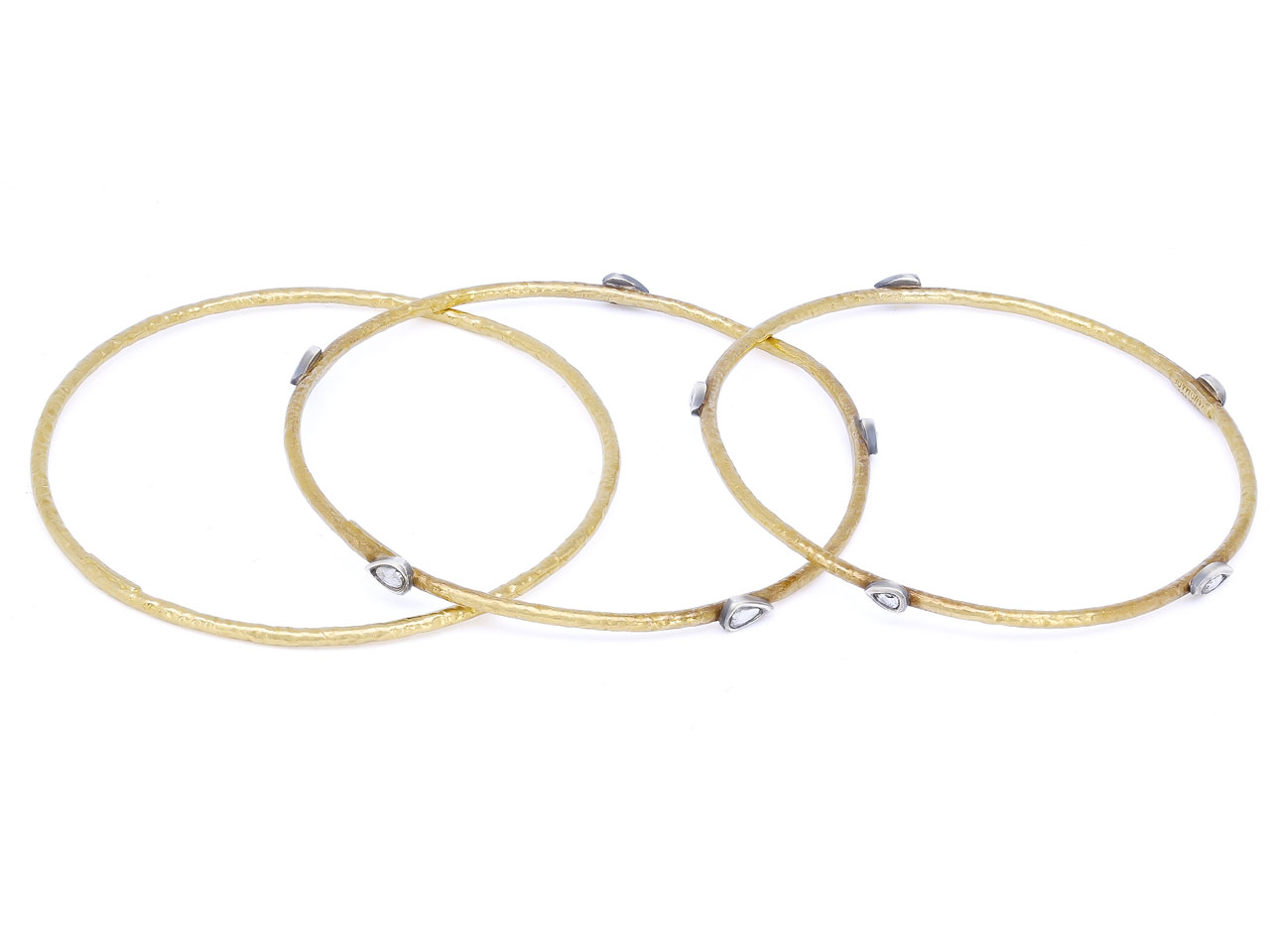 Trio of Ara Bangle Bracelets in High Karat Gold and Silver