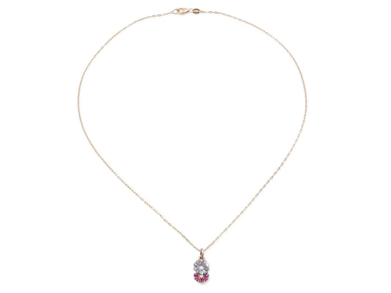 Antique Ruby and Diamond Pendant in 18K Gold
