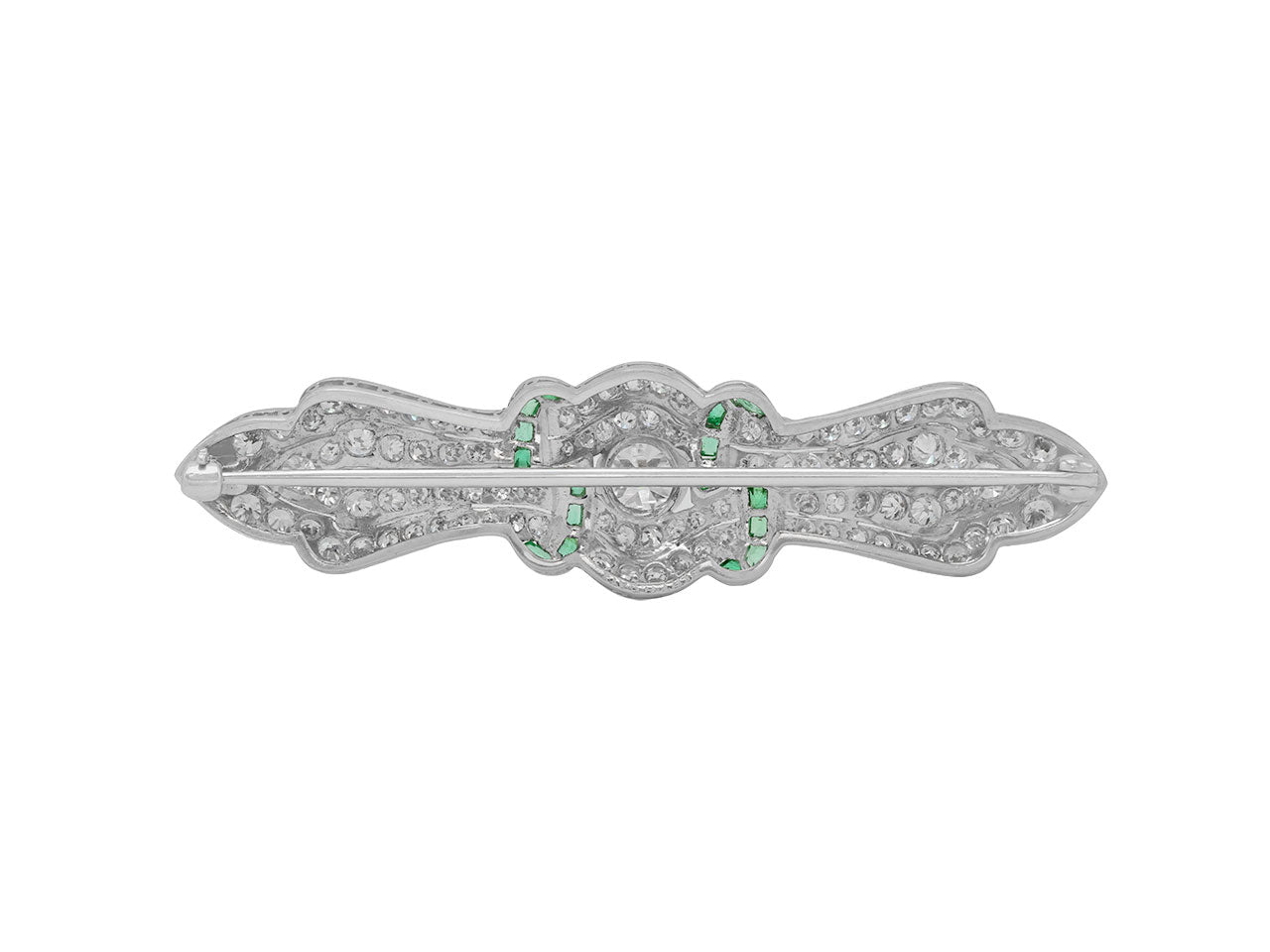 Art Deco Emerald and Diamond Brooch in Platinum