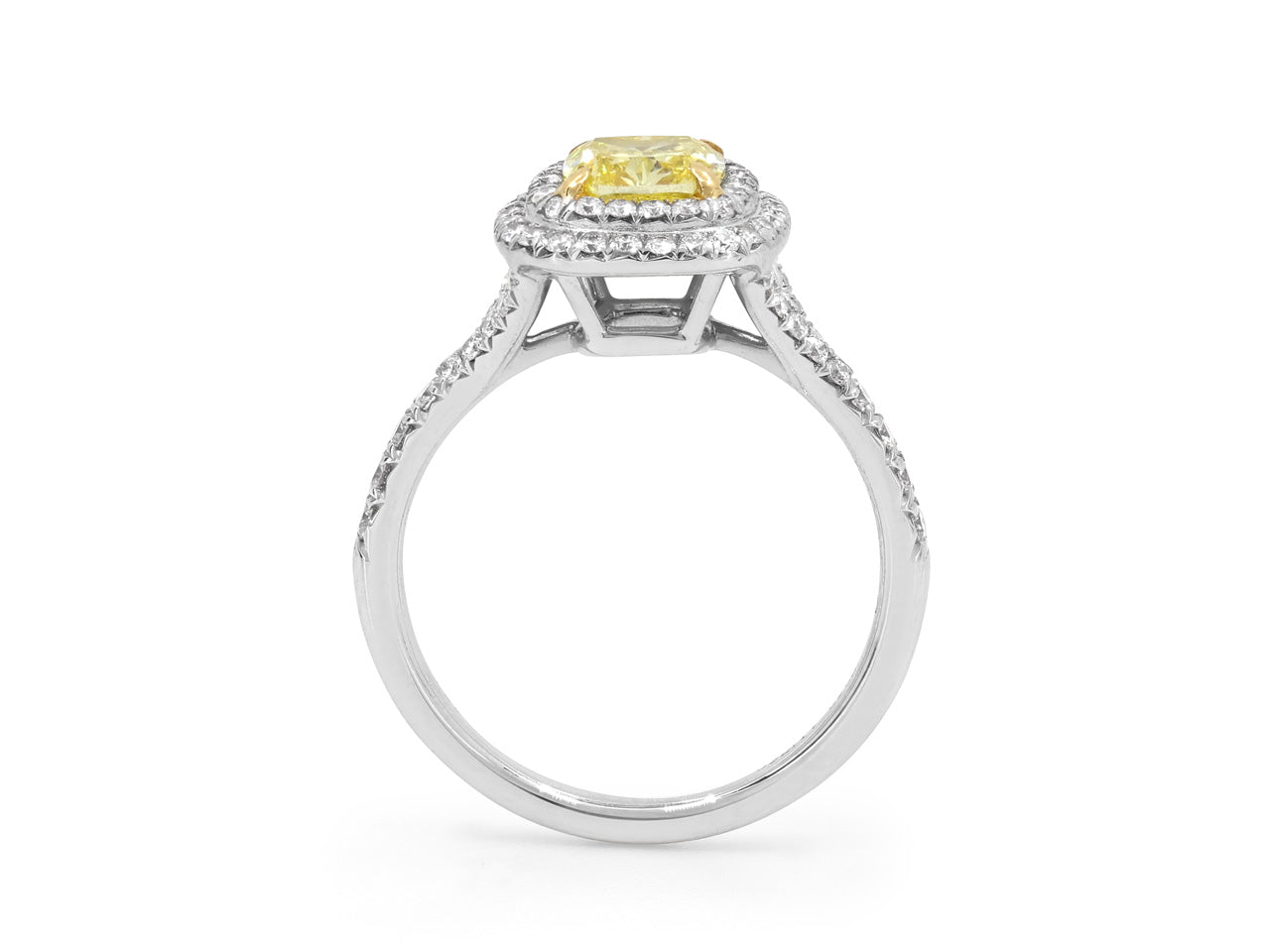 Tiffany Soleste® Cushion-cut Yellow Diamond Halo Engagement Ring in Platinum