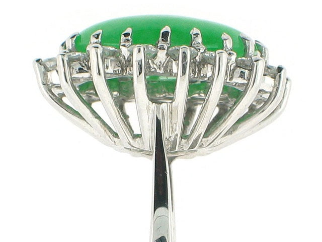 Mid-Century Jadeite and Diamond Ring in Platinum