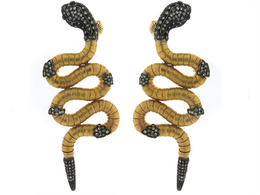 Snake Earrings in 18K and Silver