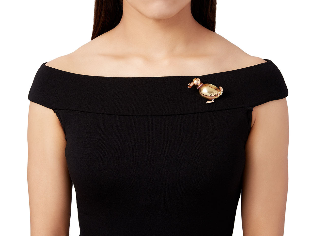 Retro Ruby Duck Pin in 14K Yellow and Rose Gold