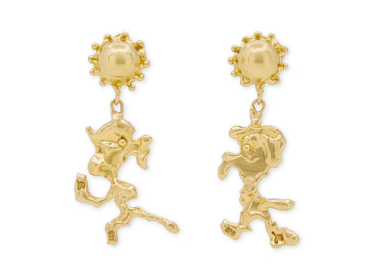 Jean Mahie 'Charming Monsters' Earrings in 22K Gold