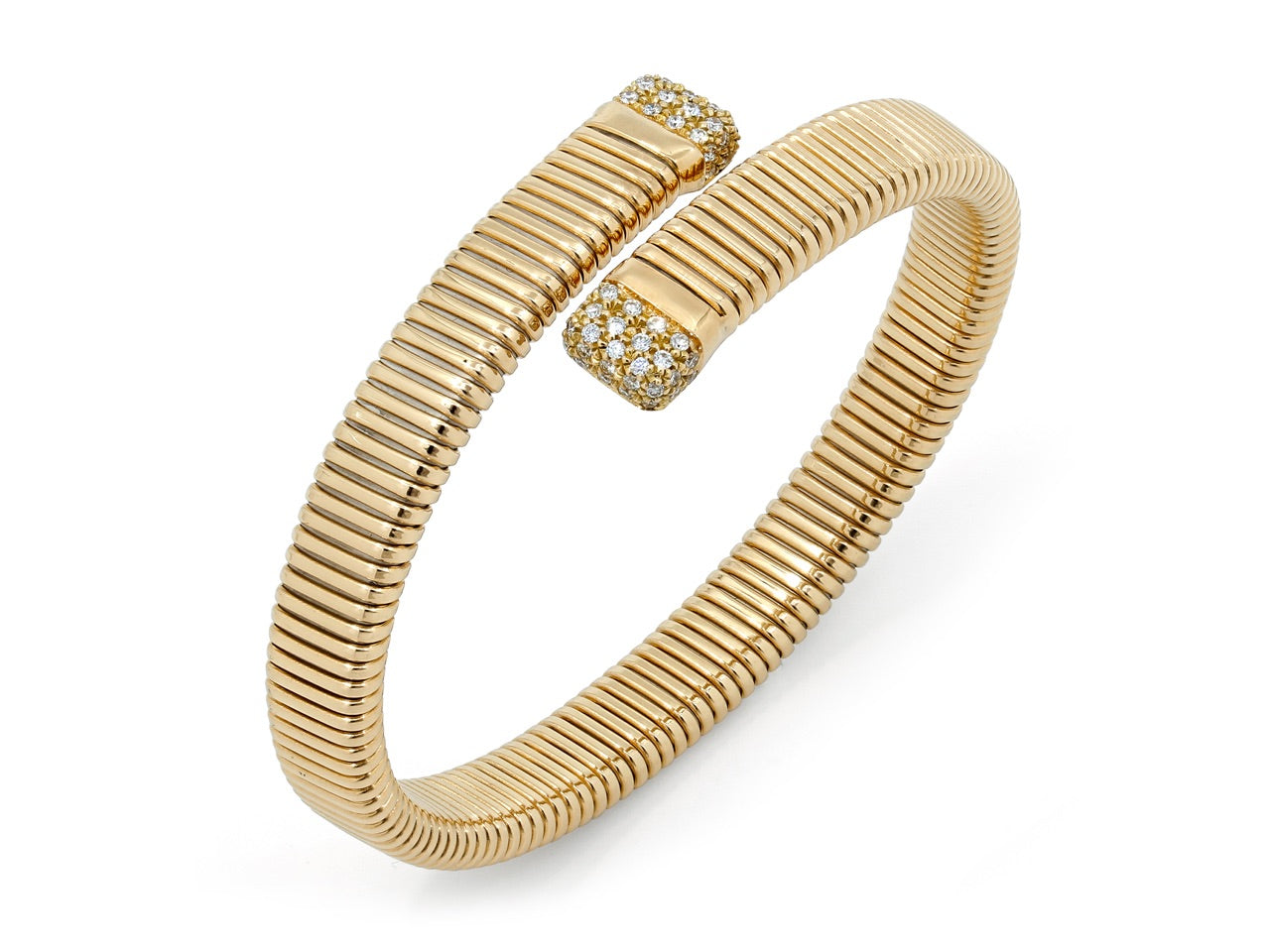 Tubogas Bypass Bracelet with Diamonds, Medium, by Beladora, in 18K Gold