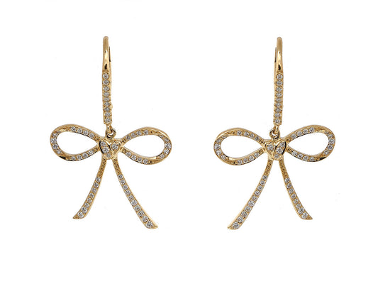 Rhonda Faber Green Diamond 'Bow & Heart' Earrings in 18K Gold