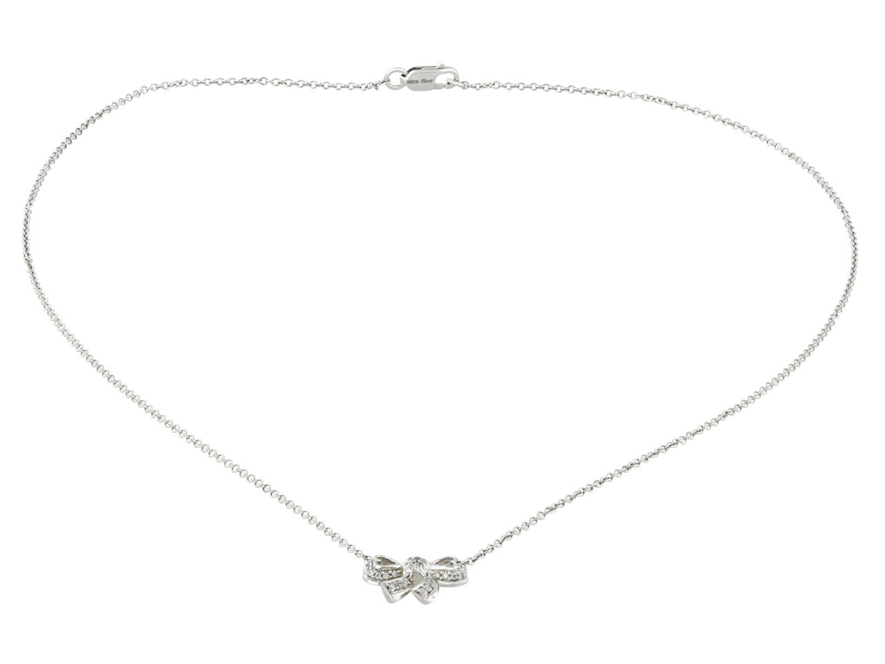Poiray Diamond Bow Necklace in 18K