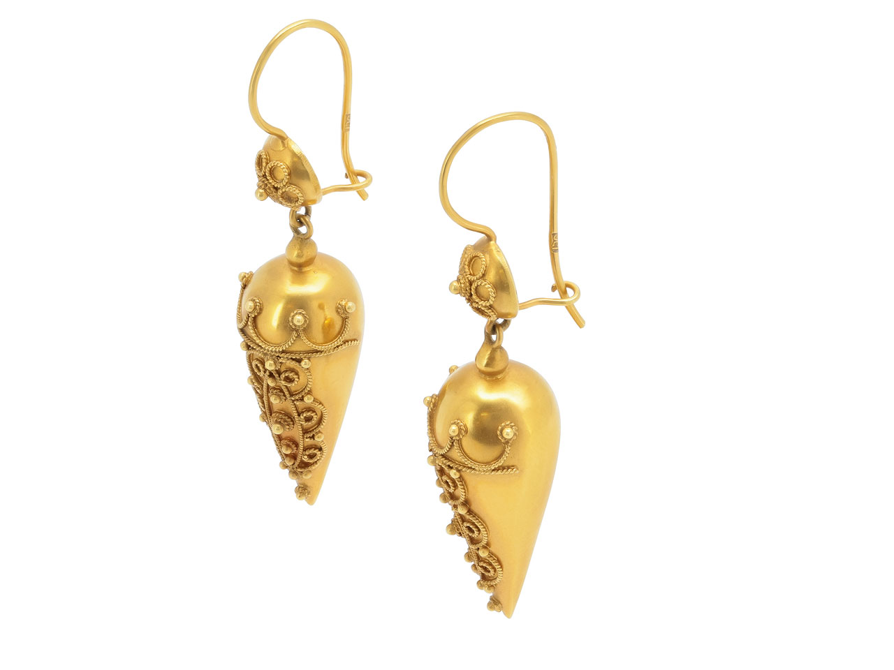 Antique Victorian Etruscan Revival Earrings in 22K Gold