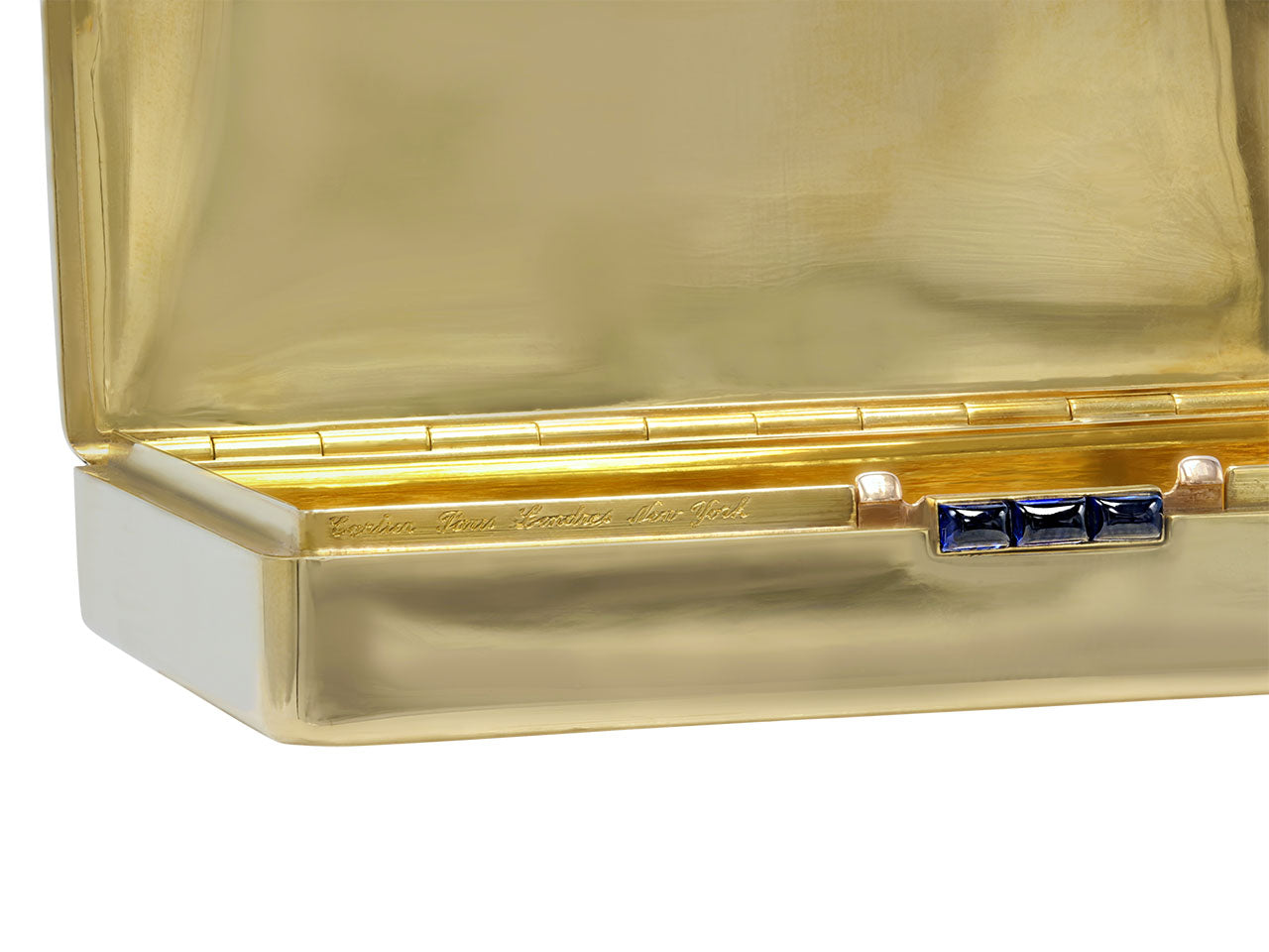 Cartier Art Deco Gold Box with Sapphires in 18K Gold