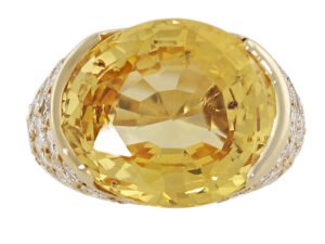 Yellow Sapphire and Diamond ring