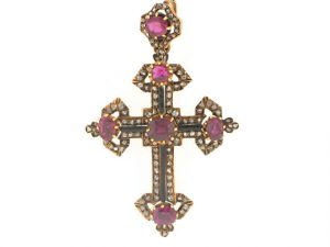 Antique Georgian Spinel and Diamond Cross