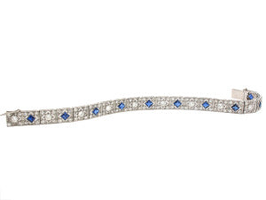 Art Deco Sapphire and Diamond Bracelet in Platinum