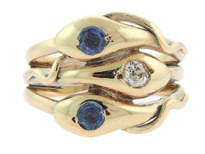 Victorian Sapphire and Diamond Snake Ring