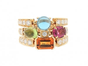 Bulgari 'Allegra' Multi Colored Gemstone and Diamond Ring in 18K