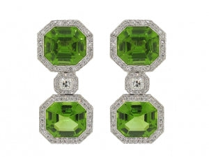Laura Munder Peridot and Diamond Earrings in 18K